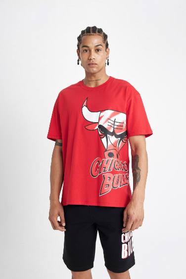 DeFactoFit NBA Chicago Bulls Boxy Fit Crew Neck T-Shirt