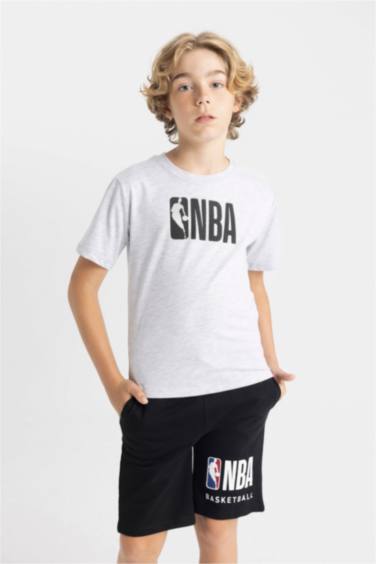 Erkek Çocuk NBA Wordmark Bisiklet Yaka Kısa Kollu Tişört