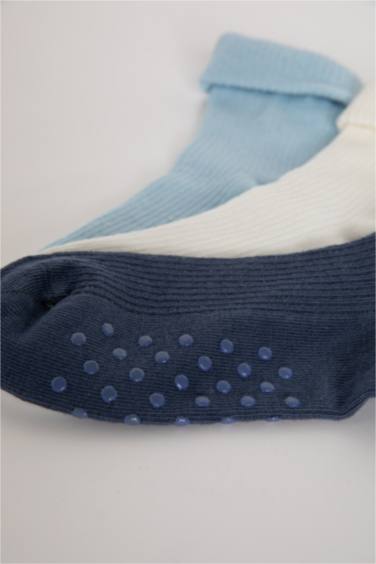 Erkek Bebek Dikişsiz 3'lü Pamuklu Uzun Çorap