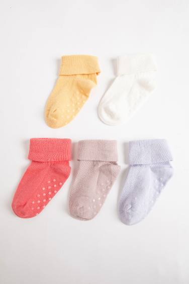 Lot de 5 paires de Chaussettes Longues en Coton pour Bébé Fille