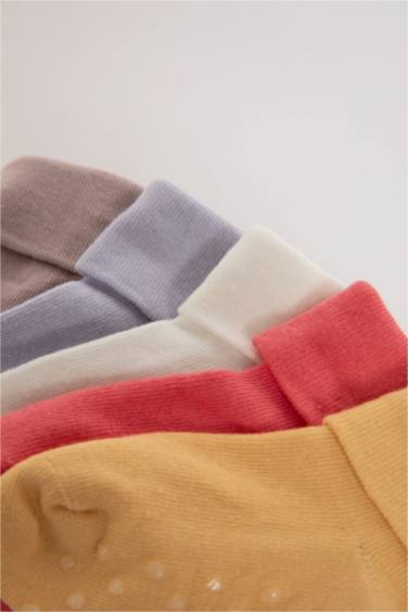 Kız Bebek Dikişsiz 5'li Pamuklu Uzun Çorap