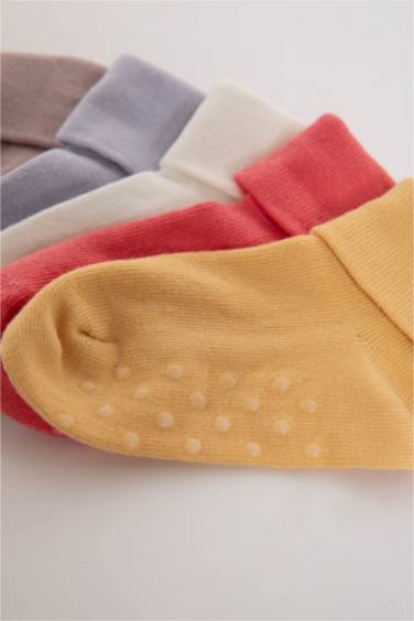 Kız Bebek Dikişsiz 5'li Pamuklu Uzun Çorap