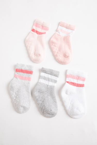 Lot de 5 paires de Chaussettes Longues en Coton pour Bébé Fille