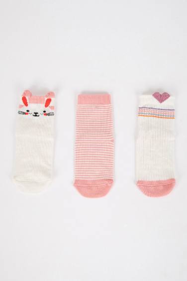 Lot de 3 paires de Chaussettes Longues en Coton pour Bébé Fille