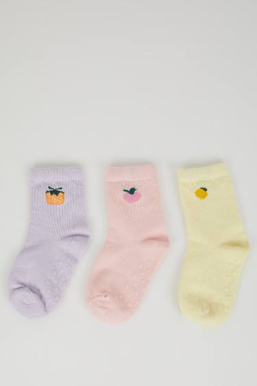 Lot de 3 paires de Chaussettes Longues en Coton pour Bébé Fille