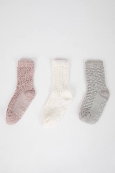 Lot de 3 paires de Chaussettes Longues en Coton pour Bébé Fille