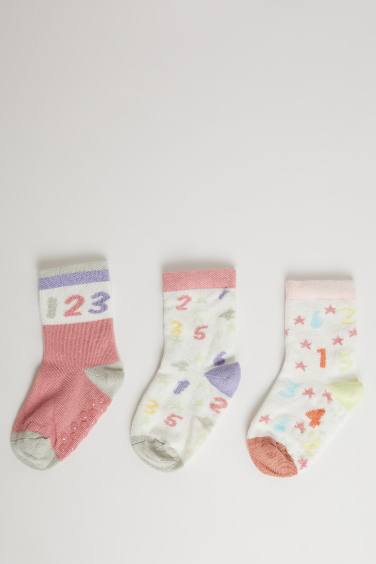 Lot de 3 paires de Chaussettes Longues en Coton pour Bébé Fille