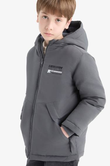 Manteau imperméable zippé à capuche et poches pour garçon