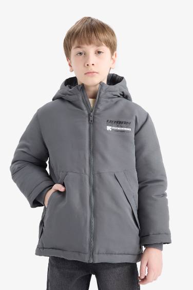 Manteau imperméable zippé à capuche et poches pour garçon