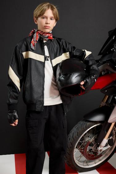 Boy College Collar Waterproof Bomber Jacket