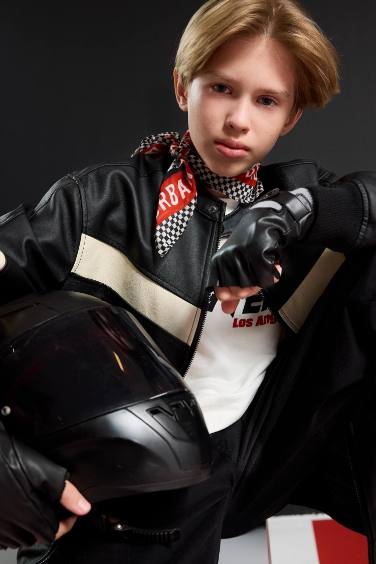 Boy College Collar Waterproof Bomber Jacket