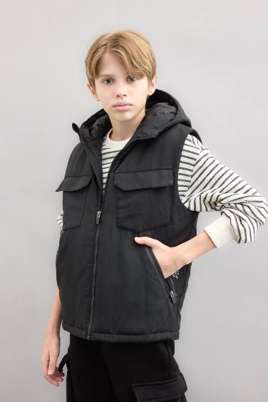 Boy Hooded Water Repellent Vest