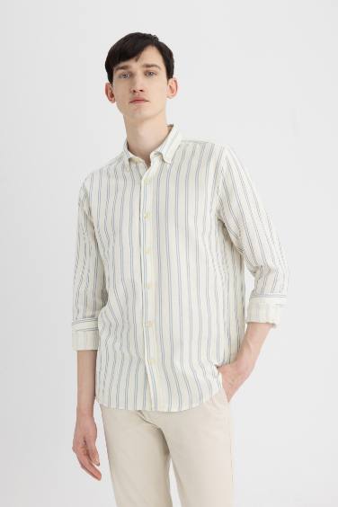 Regular Fit Cotton Long Sleeve Striped Shirt