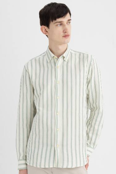 Regular Fit Cotton Long Sleeve Striped Shirt