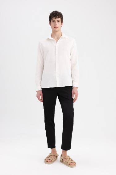 Chemise à manches longues en coton Coupe régulière