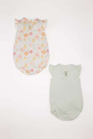 Lot de 2 Bodies en coton à manches courtes et col rond pour bébé fille