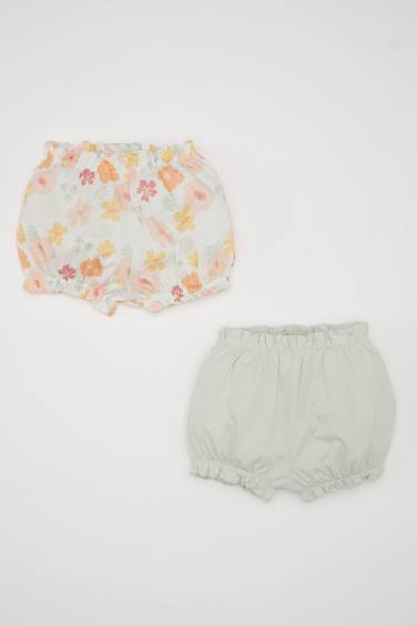 Baby Girl Regular Fit Floral Cotton 2 Piece Shorts