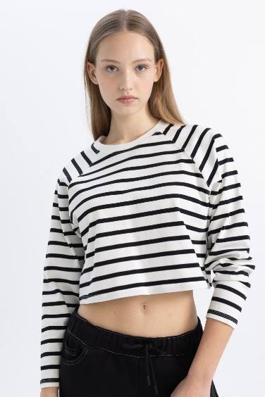 Loose Fit Striped Long Sleeve T-Shirt