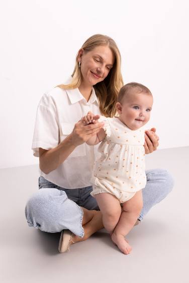 Kız Bebek 2'li Takım Kalp Desenli Kısa Kollu Tişört Beli Lastikli Külot