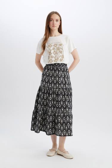 Patterned Aerobin Midi Skirt