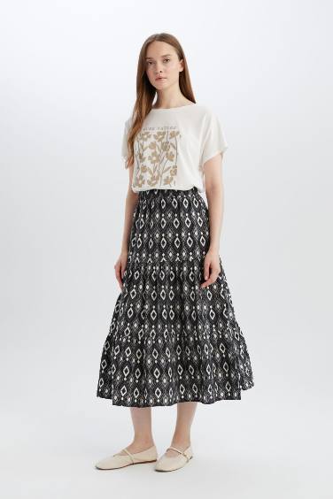 Patterned Aerobin Midi Skirt