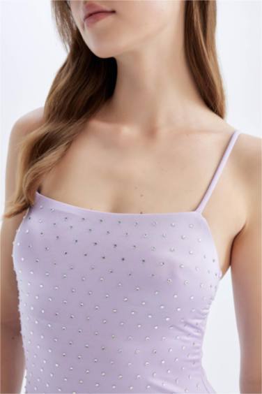 Afra x DeFacto Thin Strap Stone Swimsuit