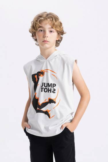 Boy Hooded Sleeveless T-Shirt Shorts 2 Piece Set