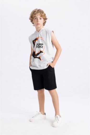 Boy Hooded Sleeveless T-Shirt Shorts 2 Piece Set