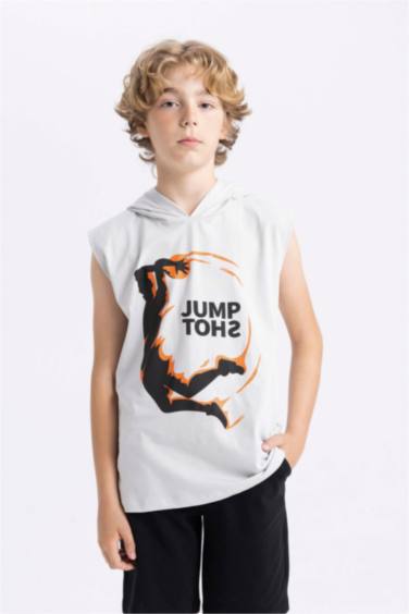 Boy Hooded Sleeveless T-Shirt Shorts 2 Piece Set