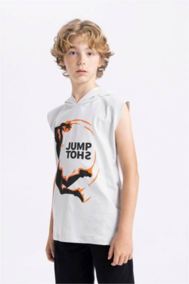 Boy Hooded Sleeveless T-Shirt Shorts 2 Piece Set