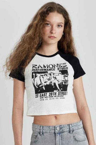 Ramones Fitted Crew Neck Ribbed Camisole T-Shirt