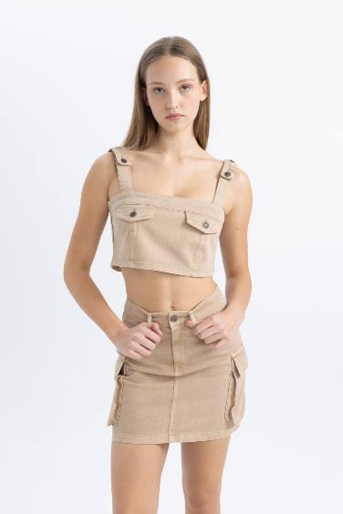 Gabardine Sleeveless Blouse