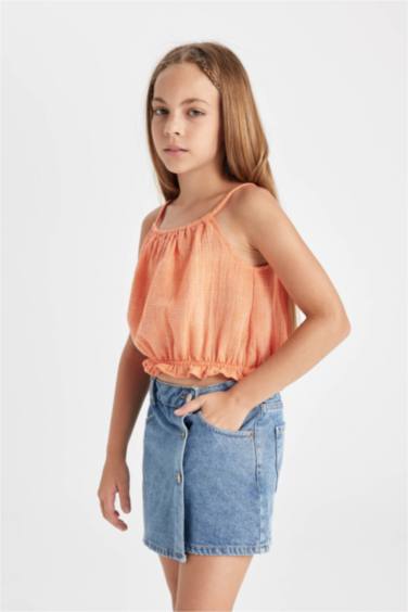 بلوزة بناتي قطن بحمالات