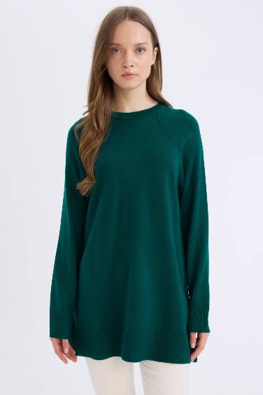 Regular Fit Crew Neck Basic Knit Tunic