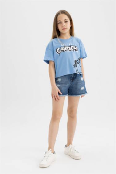 Girl Garfield Crop Short Sleeve T-Shirt