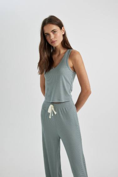 V Yaka Pijama Üstü-Fall in Love