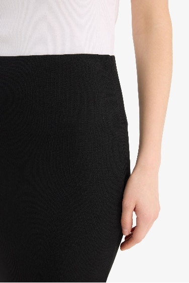 High Waist Ribbed Camisole Basic Maxi Black Pencil Skirt