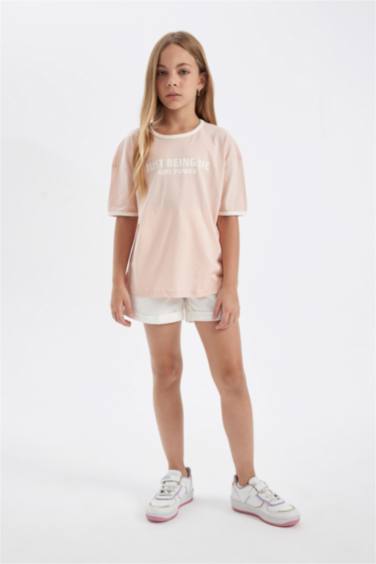 Girl Oversize Fit Crew Neck Printed T-Shirt