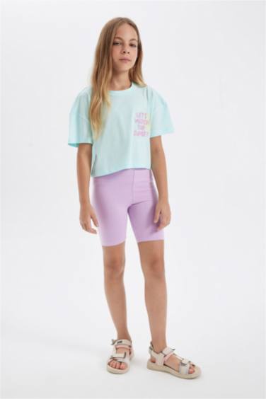 Футболка с принтом с круглым вырезом для девочек