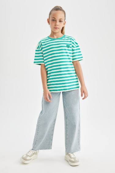 Girl Oversize Fit Crew Neck Printed T-Shirt