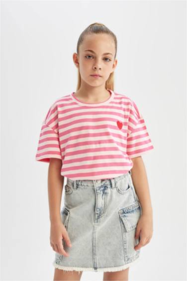 Girl Oversize Fit Crew Neck Printed T-Shirt