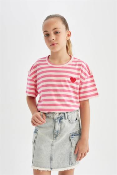 Girl Oversize Fit Crew Neck Printed T-Shirt