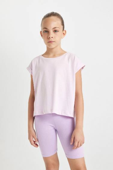 Girl Boxy Fit Crew Neck Basic T-Shirt