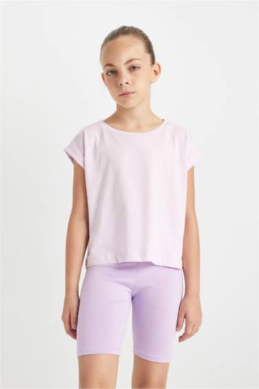 Girl Boxy Fit Crew Neck Basic T-Shirt