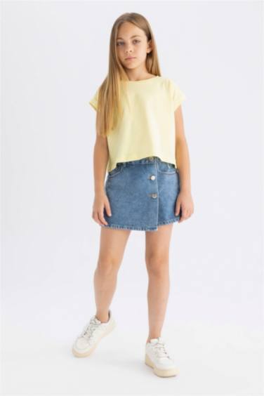 Girl Boxy Fit Crew Neck Basic T-Shirt