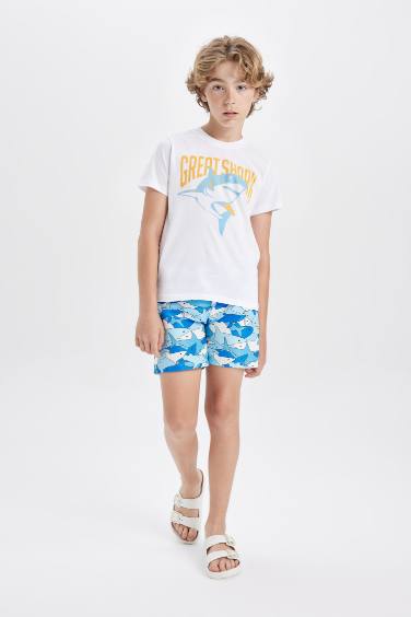 Boy Printed Short Sleeve T-Shirt Swim Shorts 2 Piece Set