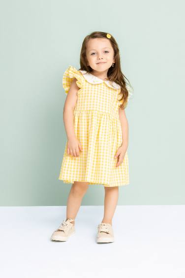 Baby Girl Checkered Short Sleeve Poplin Dress