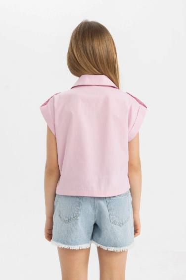 Girl Cotton Short Sleeve Crop Shirt