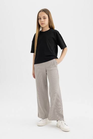 Girl Straight Fit Waffle Trousers