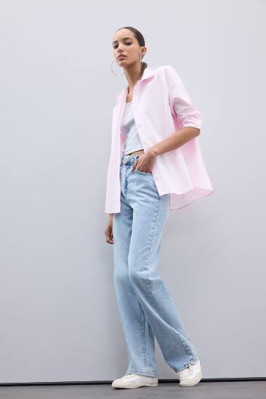 Chemise oxford oversize à manches longues et col boutonné